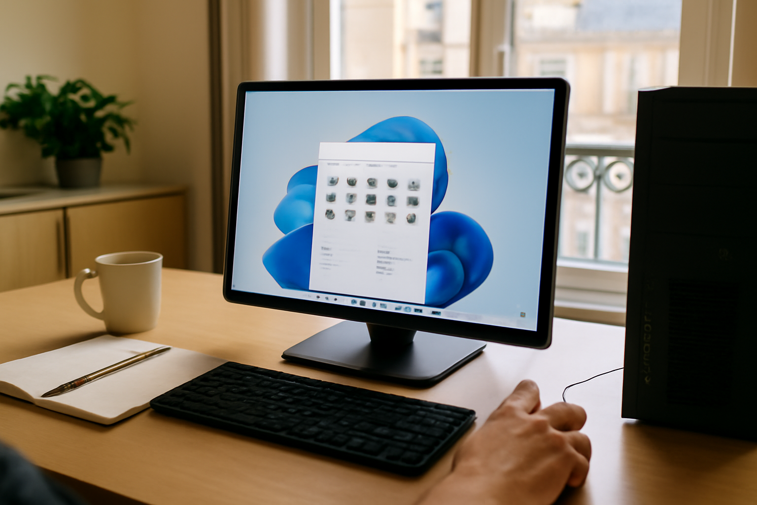 comment rebooter un pc sur un bureau avec Windows 11 et menu Démarrer