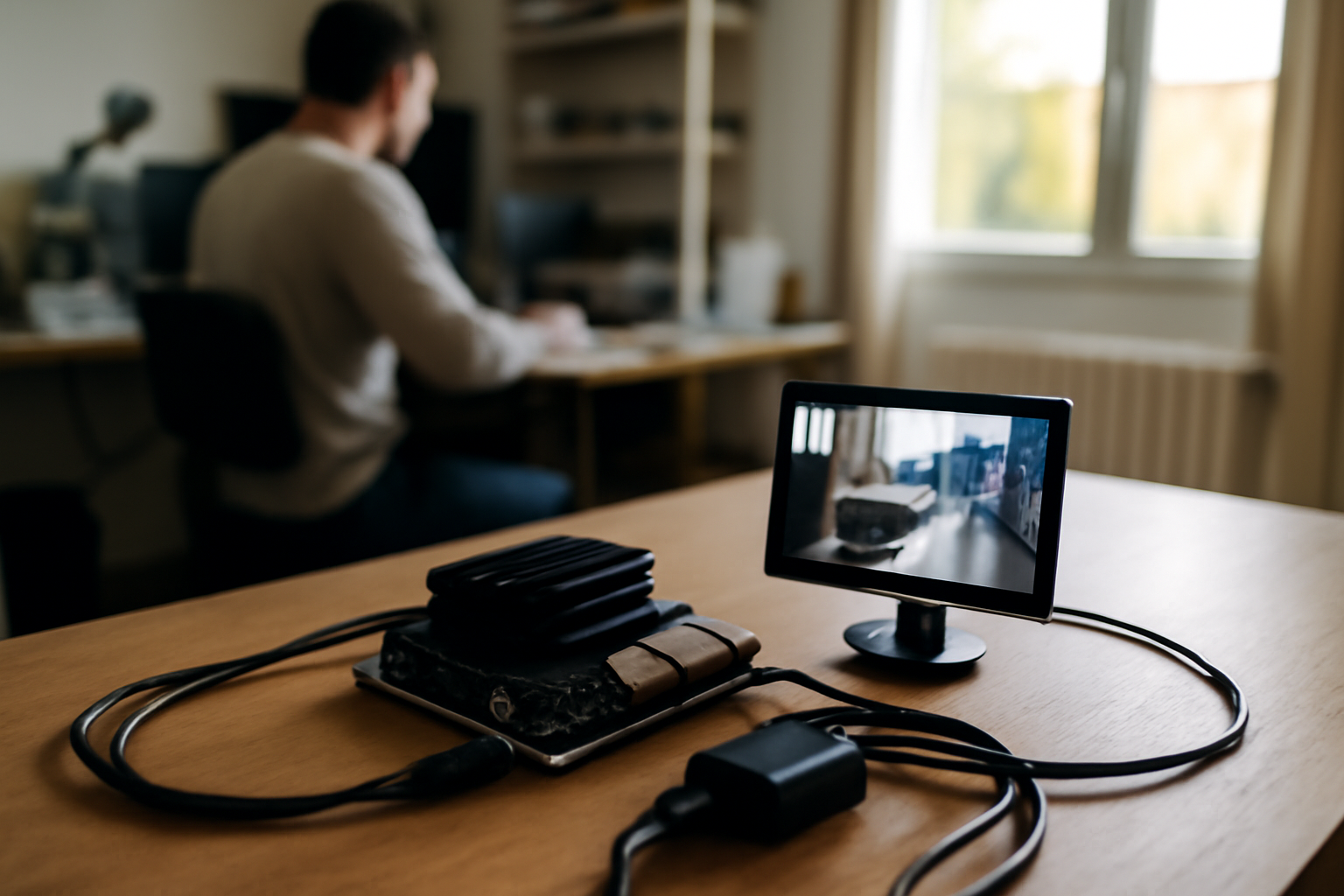 Jetson Nano sur une table de labo avec écran et câbles pour prototypage IA