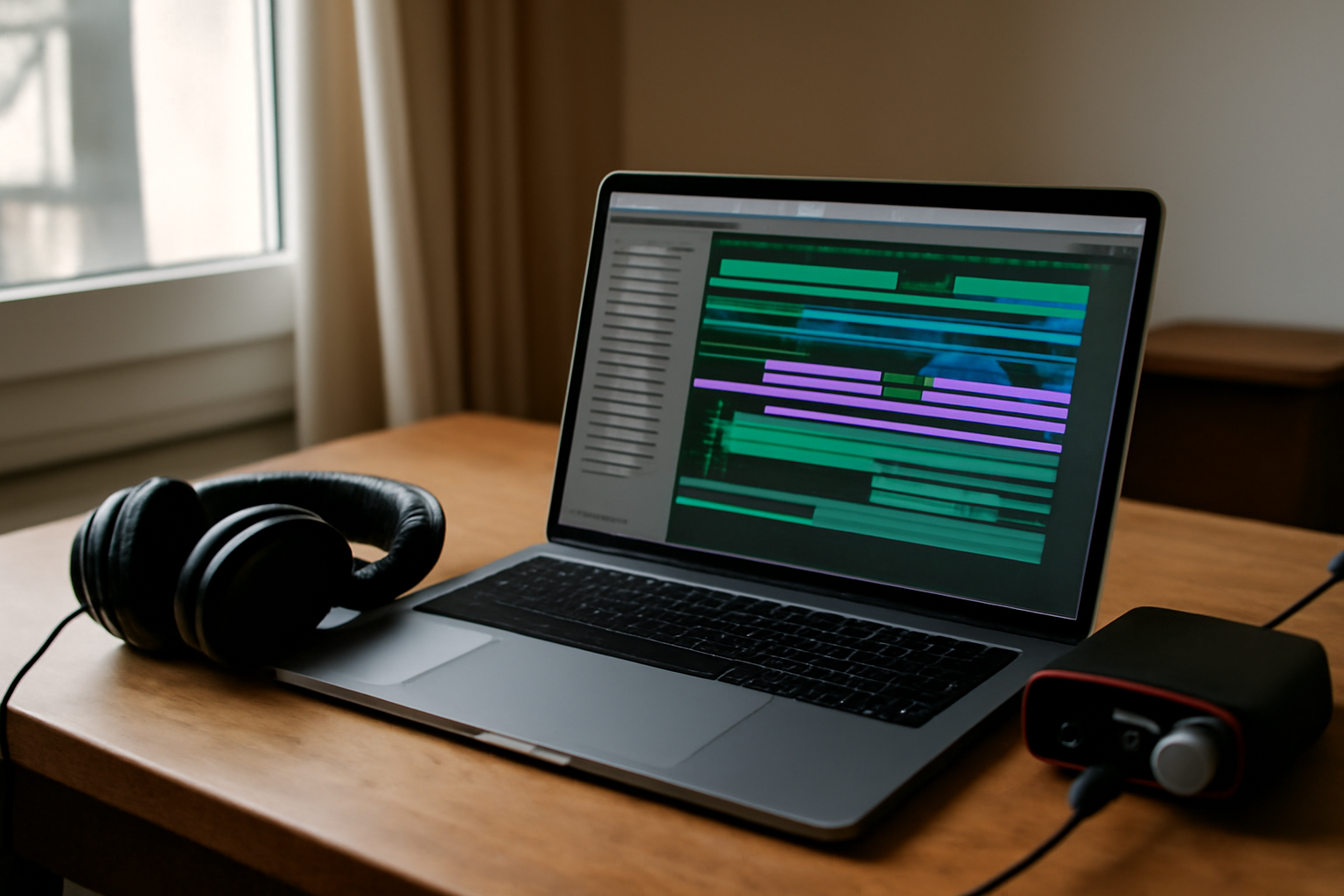 Mao logiciel gratuit : interface de DAW sur écran d’ordinateur portable en studio