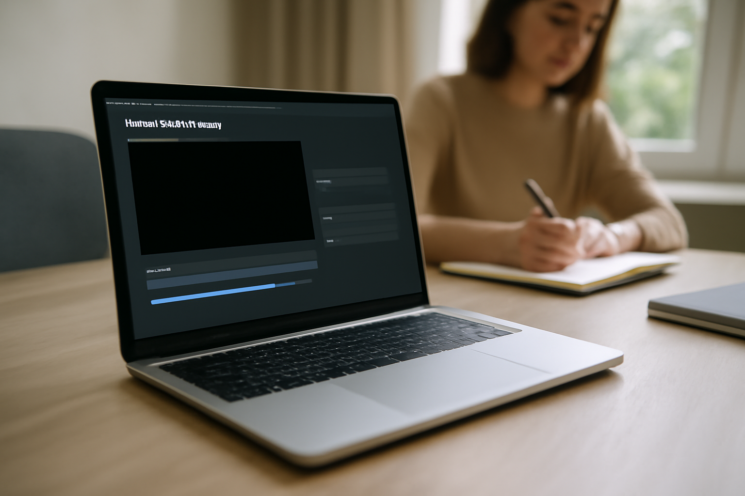 Vidnoz sur écran d’ordinateur avec interface de génération de vidéo IA