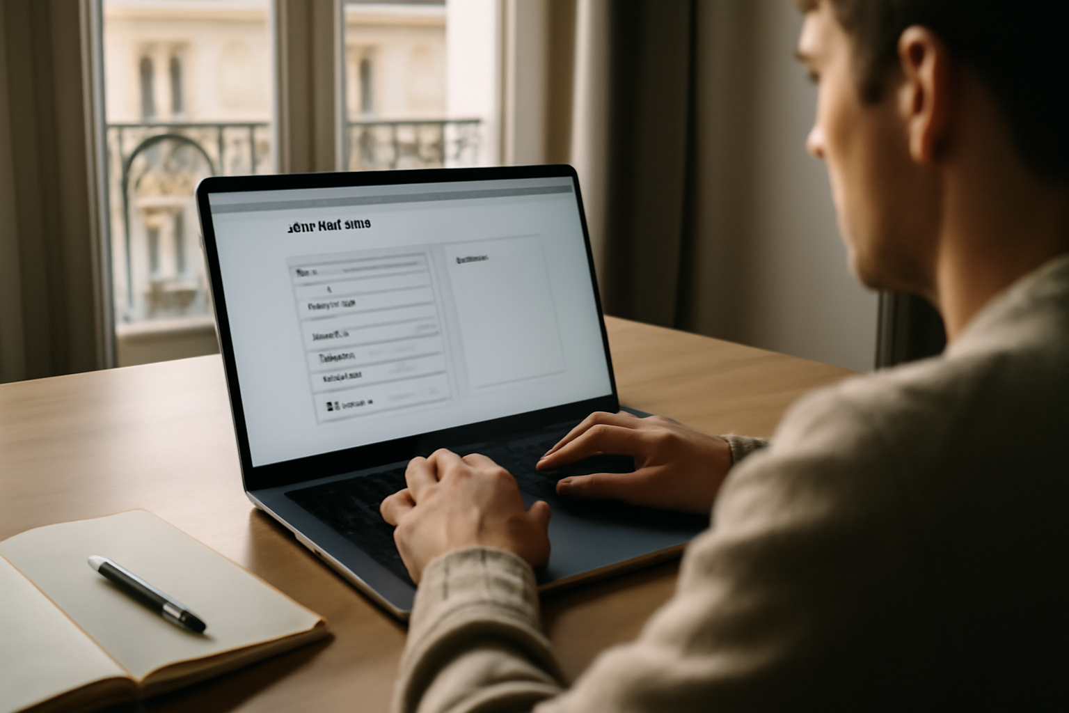 Base44, application web générée par IA à partir d’une description, interface sur écran