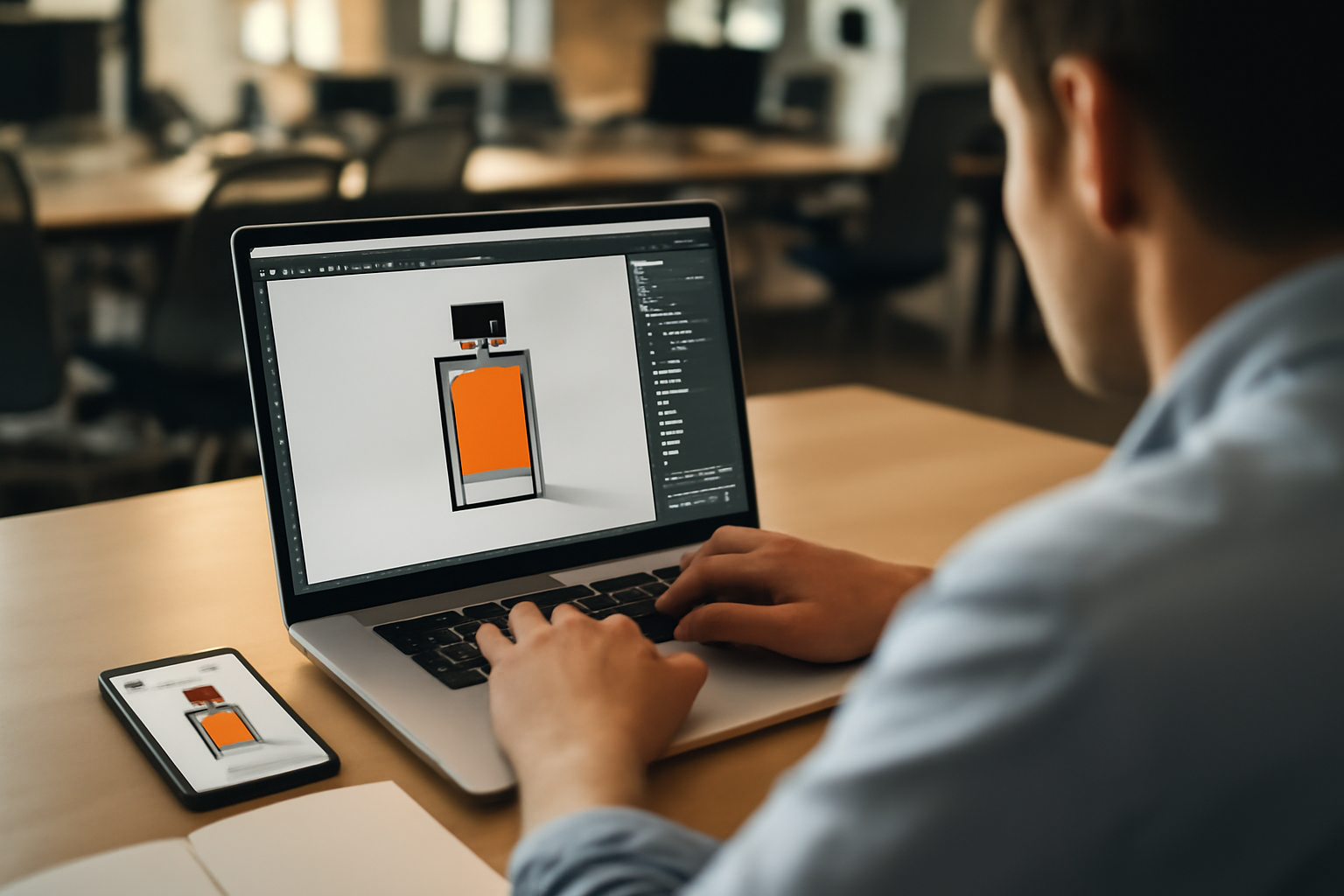 flair ia : workflow e-commerce sur écran avec photos produit et arrière-plans