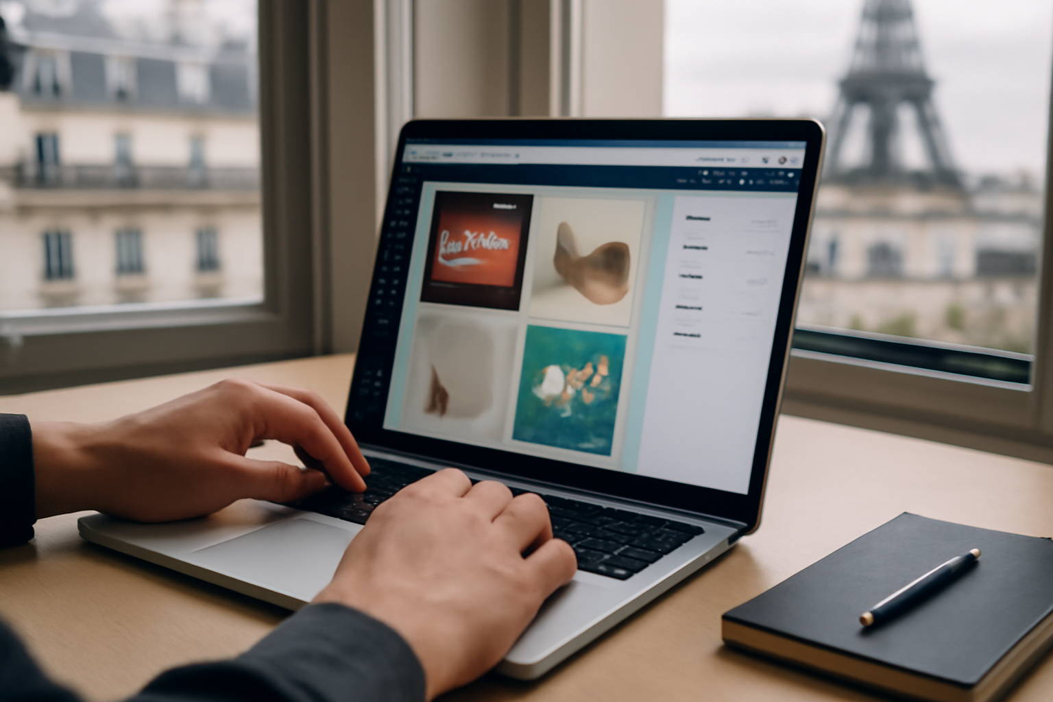 kittl sur écran d'ordinateur portable avec interface de design ouverte