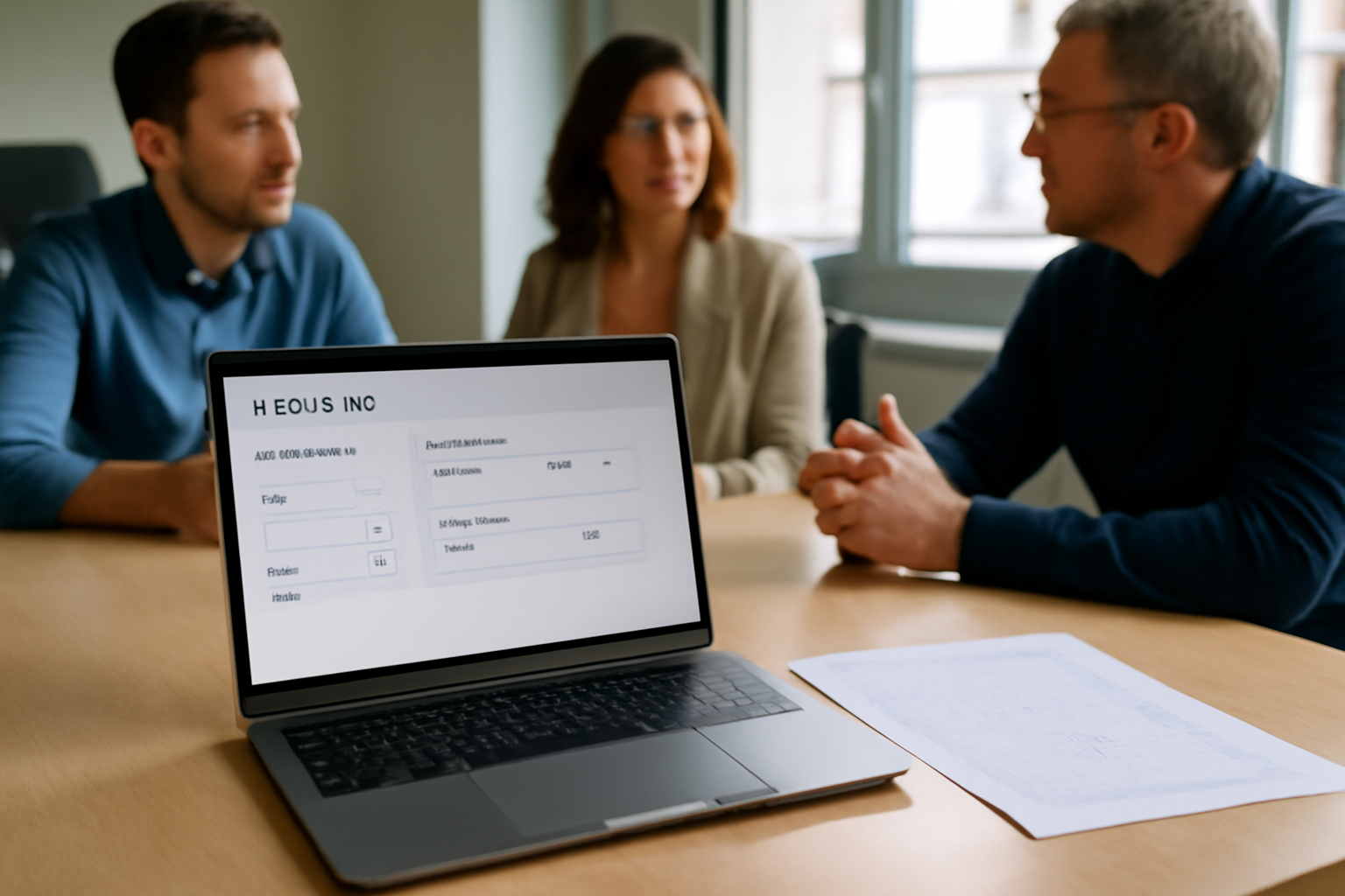logiciel calcul tantième copropriété gratuit sur écran avec tableau des lots et surfaces, lumière de bureau